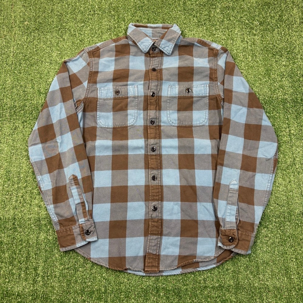 Vintage J. Crew Flannel Shirt Brown Blue Plaid